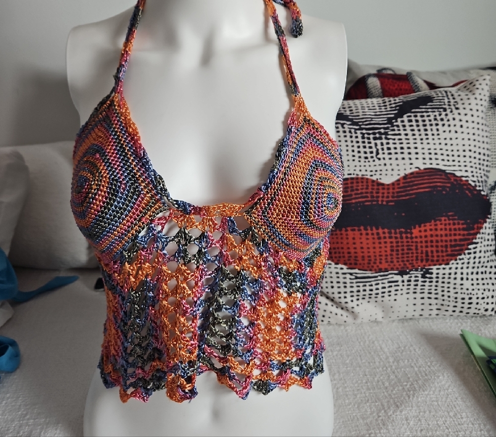 Multicolor Crochet Halter Top